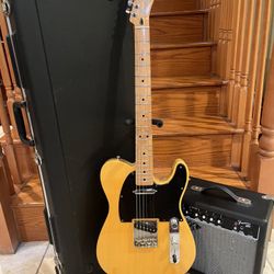 Fender Ash Deluxe MIM Telecaster W/ Hardshell Case, Fender Amp