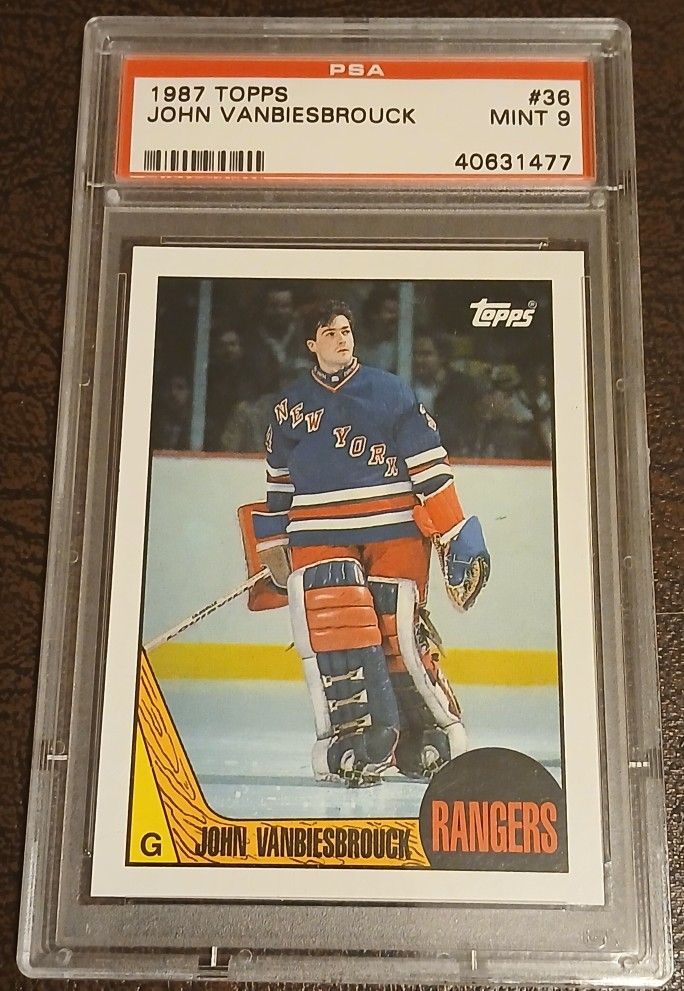 1987-88 TOPPS #36 John Vanbiesbrouck PSA 9 Mint  Vintage New York Rangers Hockey Card - Goalie 