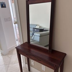 Ethan Allen Entry Table And Mirror Set