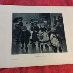 COMING OUT OF SCHOOL ORIGINAL PHOTOGRAVURE JEAN GEOFFROY 1800S