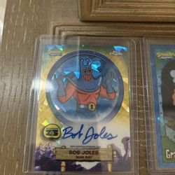 2025 Tops chrome SpongeBob Sapphire and other cards.  Man Ray Bob Joles Auto