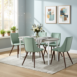 Homy Casa STOGER 5PC Dining Set 61"/74.8" Extendable Oval Table with 4 Smeg Velvet Chairs Sonoma Open Box