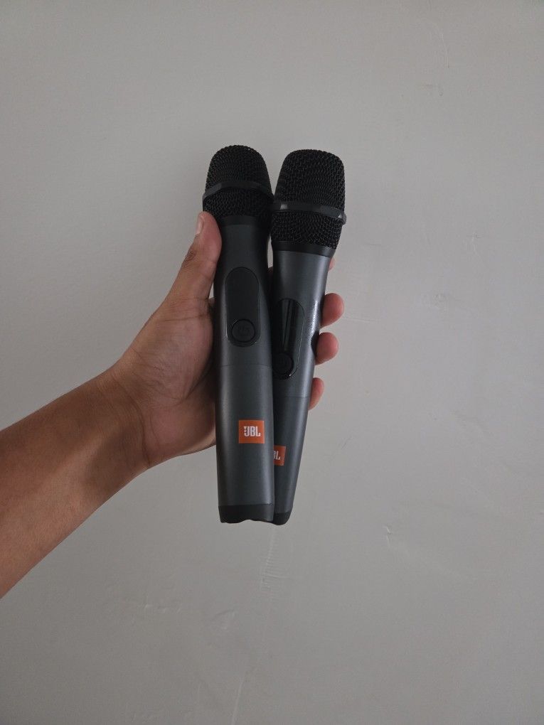 two JBL microphones