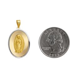 14K Gold Virgencita Oval Pendant