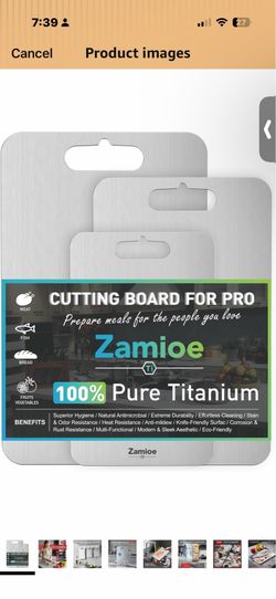 Titanium Cutting Board Set of 3,Pure Titanium Cutting Boards for Kitchen Double-Sided Non-Toxic Cutting Board,Vegetables, Fruits, Raw and Cooked Food 
