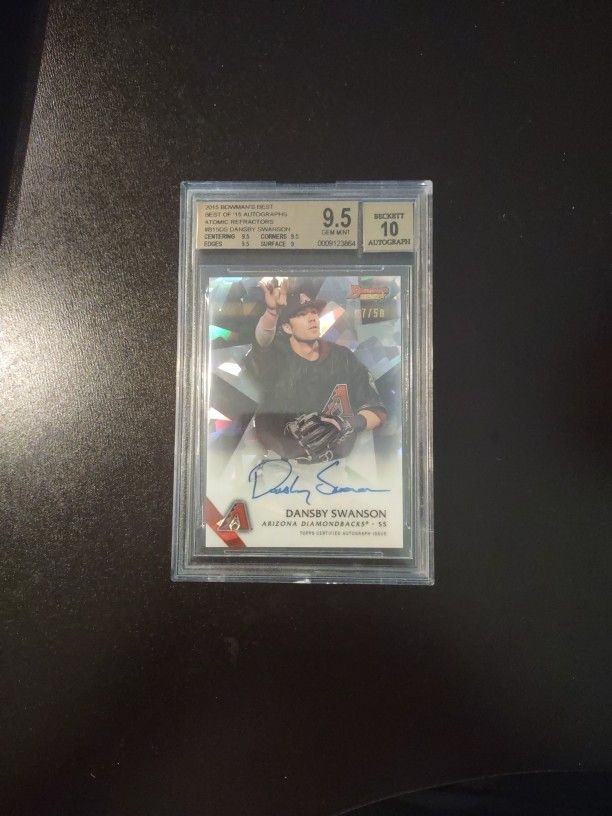 2015 Bowman's Best Atomic Refractor RC Dansby Swanson Auto Rookie #27/50 BGS 9.5/10