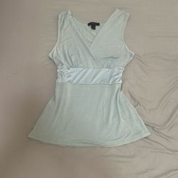 Y2k 2000s Retro light blue sleeveless v-neck maternity or nursing tank top