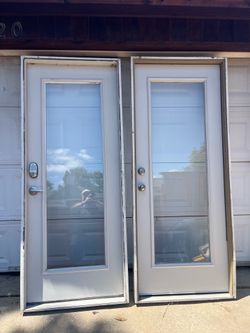 Two 32” x 80” FULL glass exterior doors and frames