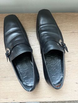Gucci Black Leather Monk Strap Loafers