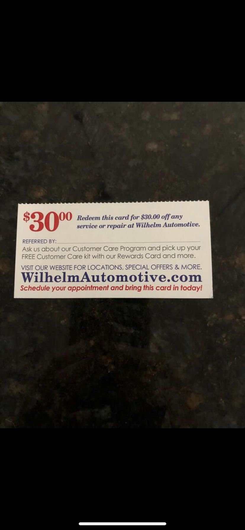 Free Oil Change Coupon