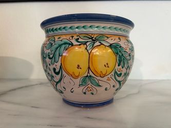 10” Italian Pottery Planter Pot Lemons