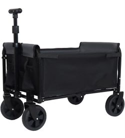 All-in-One Convertible Folding Camping Wagon Cart with Bench Seat and Storage Compartment