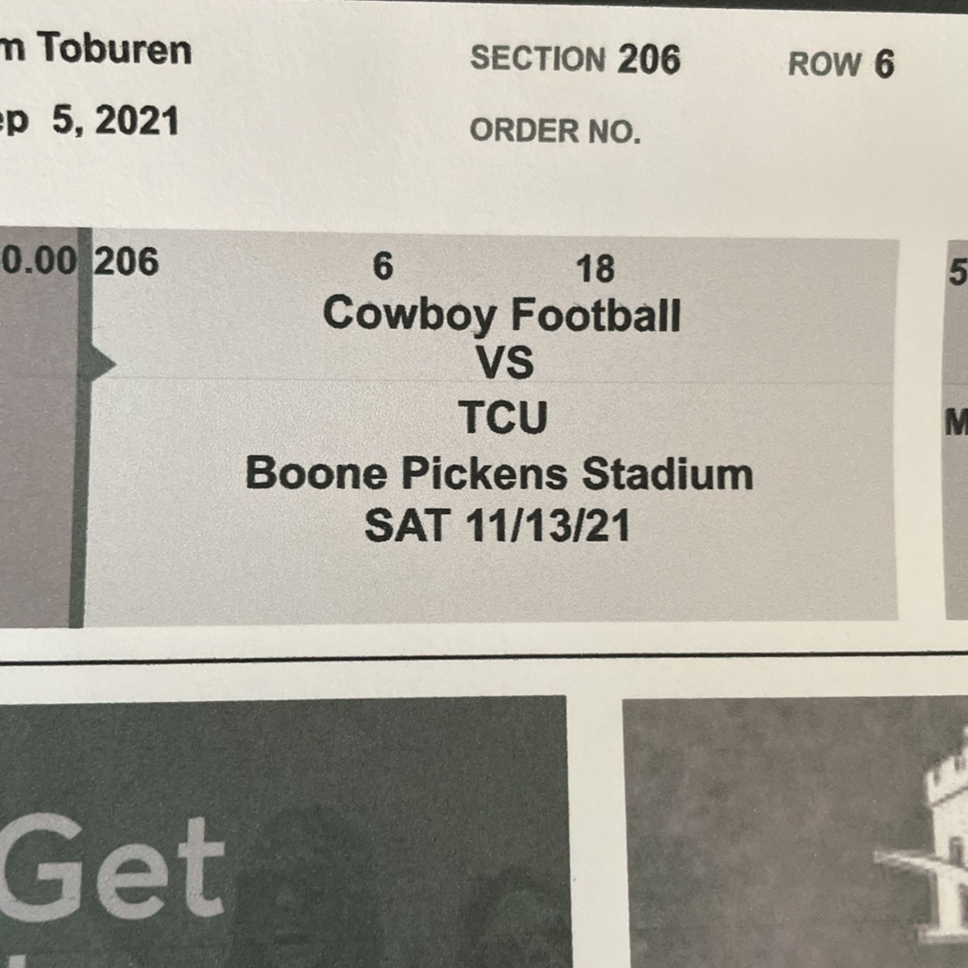 Oklahoma State OSU Cowboys vs TCU Horned Frogs Football Tickets 40 Yard Line Ok