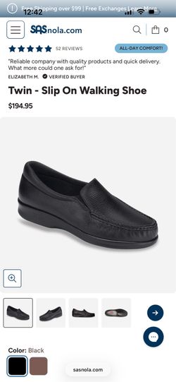 NEW SAS Twin Women’s Slip-On Walking Shoes Black 9 WW