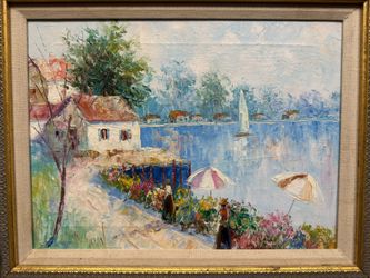 Greek Impressionistic Oil Landscape Painting Signed