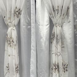 Floral Embroidered Curtains 