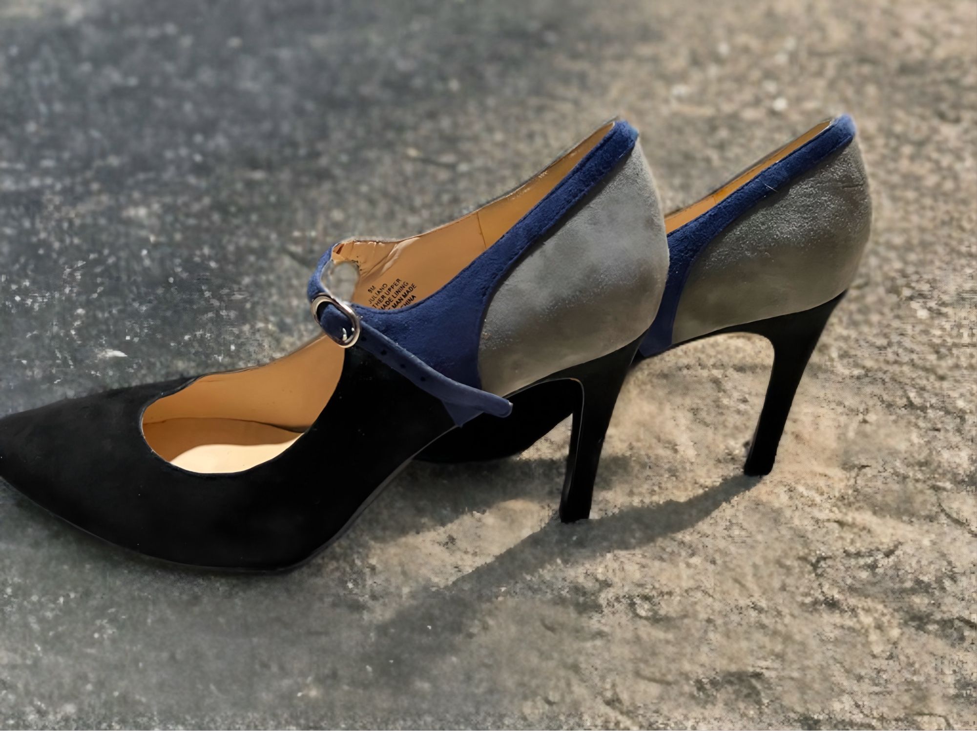 Nine West Mary Jane Pumps – Size 9 – Suede Colorblock Navy Gray Black