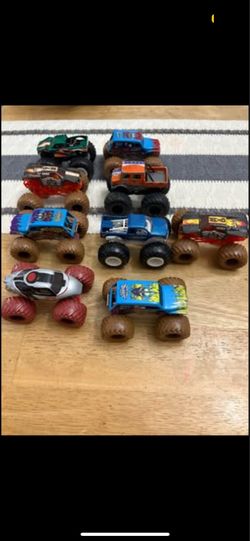 9 metal monster trucks monster jam and Hotwheels