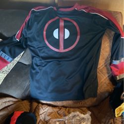 Deadpool Black Hockey Jersey  Size Large  Great Condition 