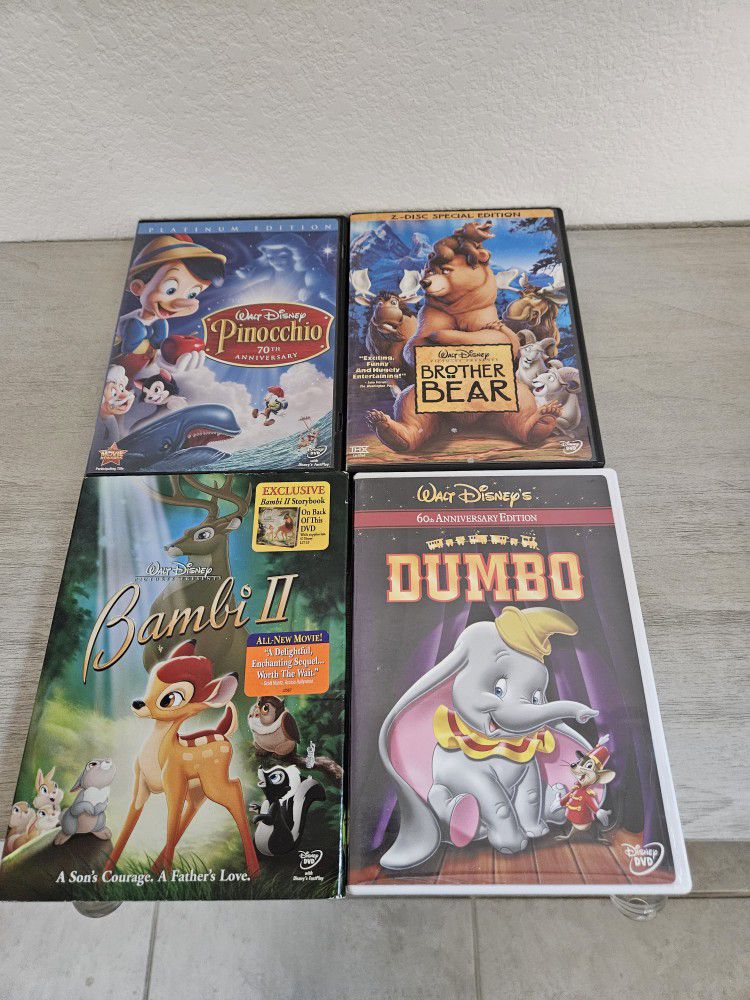 Disney Pinocchio,  Dumbo,  Brother Bear & Bambi 2 DVD Set 