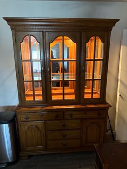 Glass wood china hutch