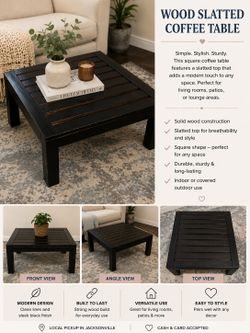Brown Wood Slatted Accent Table