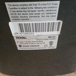 Royal HG12X CROSS CUT PAPER SHREDDER