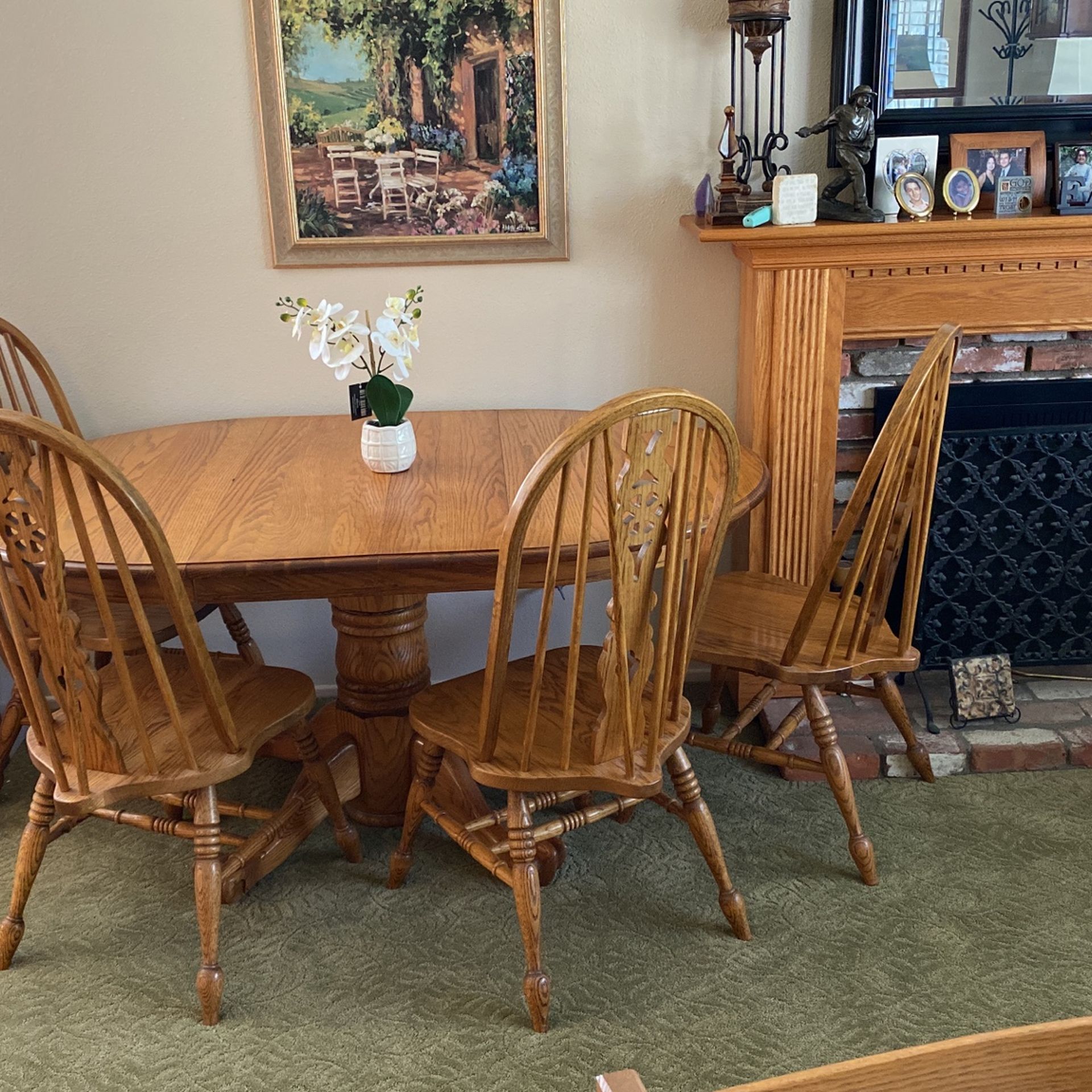 Solid Oak Dining Set Clawfoot Table 4 Chairs