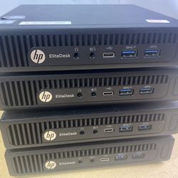 Lot Of 4 HP EliteDesk 800 G2 Mini i5-6500T  8GB RAM 120gb  SSD Windows 10 pro 3 with WiFi ,1 without WiFi.  Power adapter included . New fresh window 