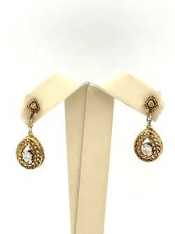 14K YELLOW GOLD 5.13 GRAMS GENUINE DIAMOND FILIGREE DROP EARRINGS 0.60 CTW USED