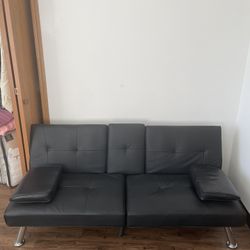 Faux leather adjustable folding sofa - $60