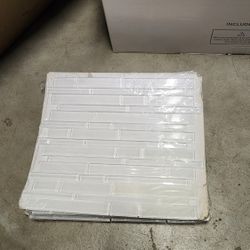 Tile Mosaic Sheets Clear / White Glass NEW 2 SHEETS  and many scraps