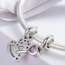Solid Sterling Silver 925 Cute Heart Lock Charm