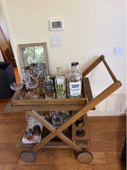 Wooden Bar Cart on wheels