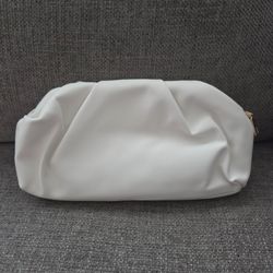 White Purse W/Gold Chain