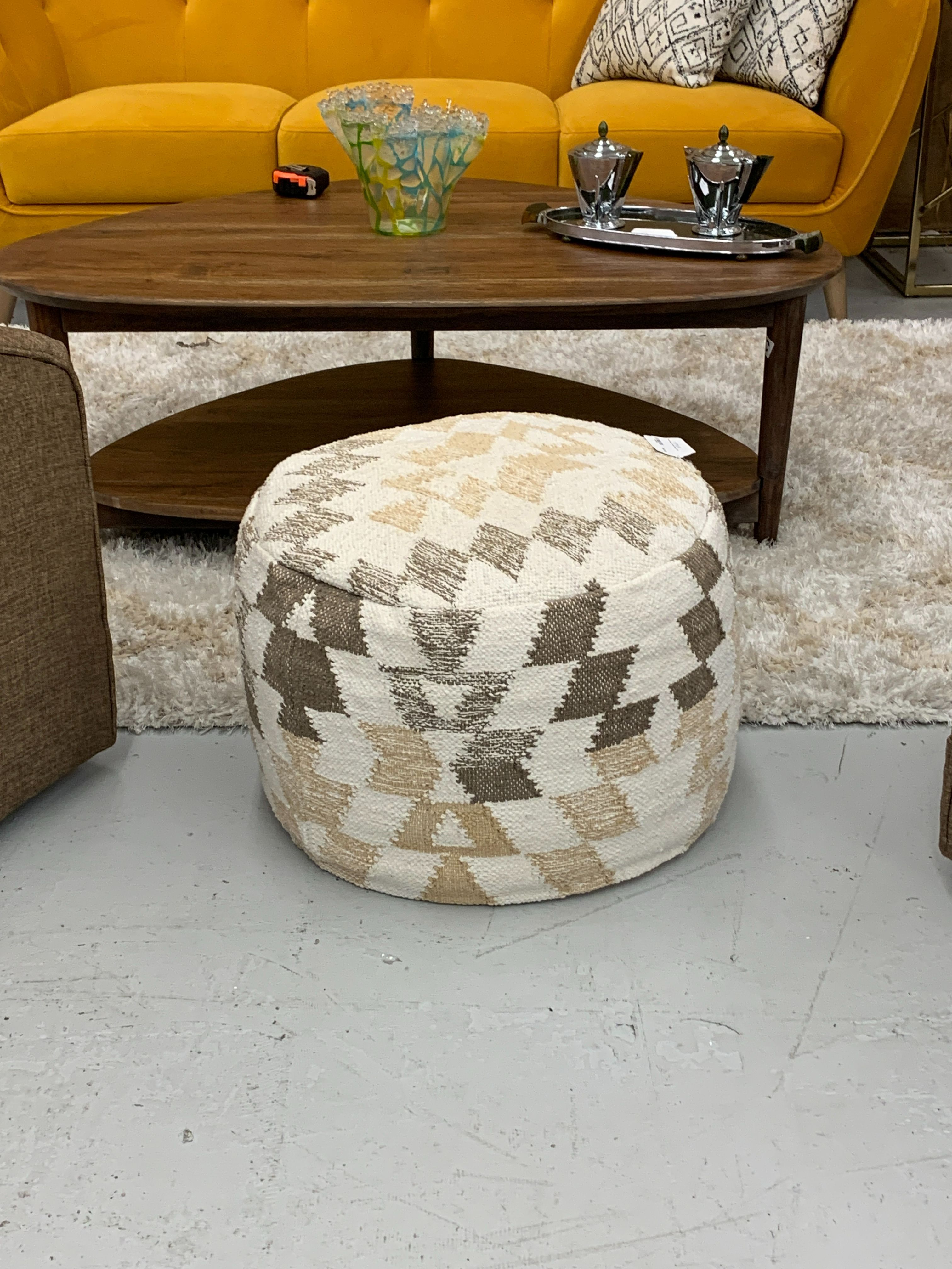 Patterned Round Poof