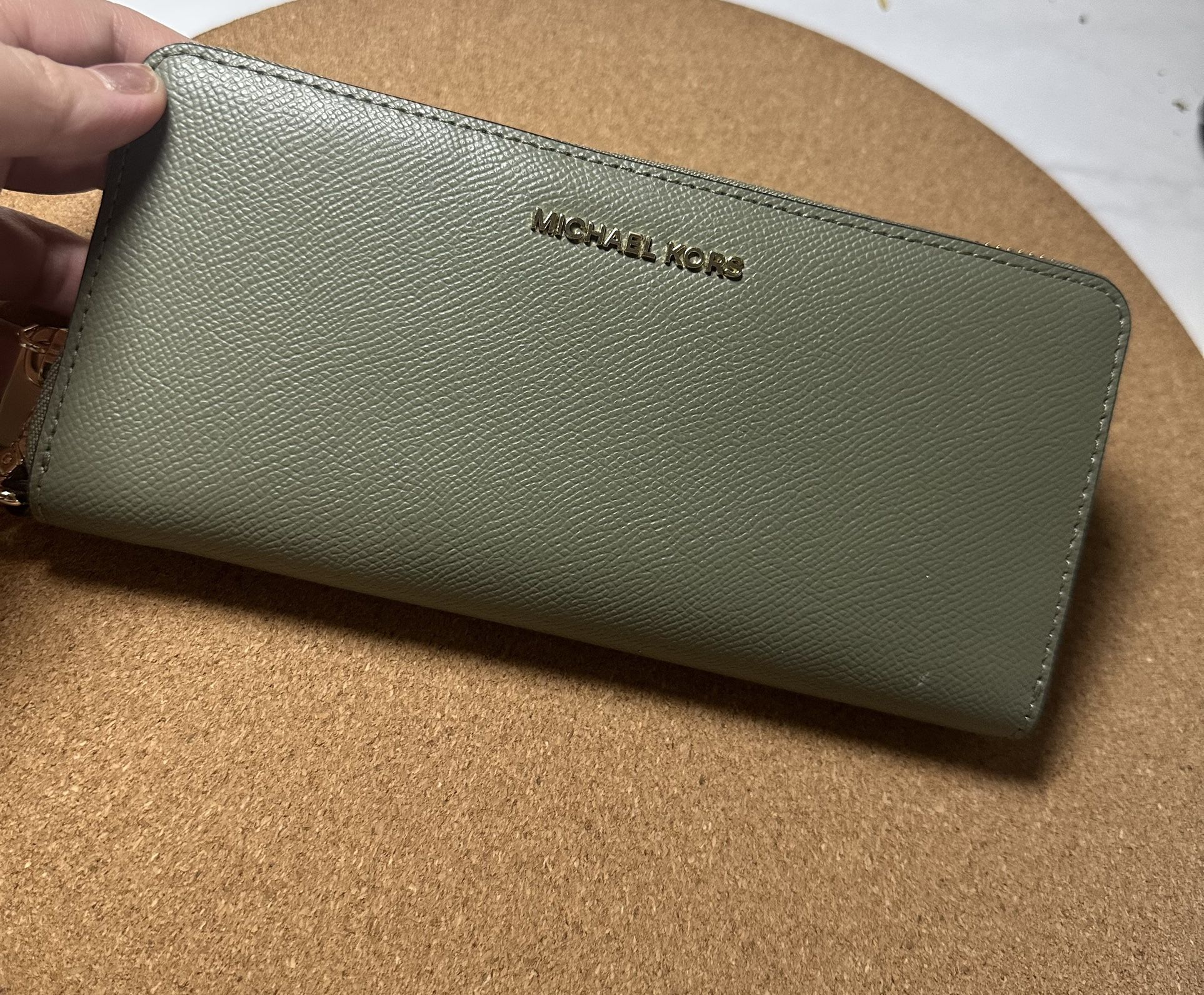Michael Kors Leather Continental Wallet Sage Green