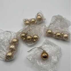Vintage Mini Gold And Glitter Christmas Tree Ornaments 