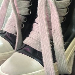 Size 9.5 Rick Owens Porterville High Top Jumbo Laces Sneaker Black