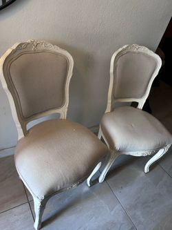 French Provincial Upholstered Dining Chairs – Set of 2