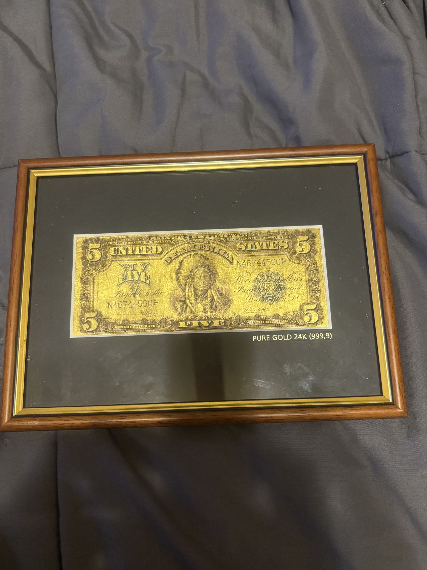 1899 US 5 Dollar bill 24K gold
