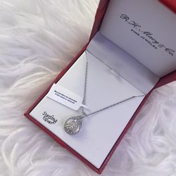 Sterling Silver Diamond Necklace 