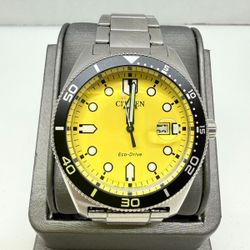 CITIZEN ECO-DRIVE AW1760-81Z YELLOW DIAL STAINLESS STEEL MENS WATCH (CMP131264)