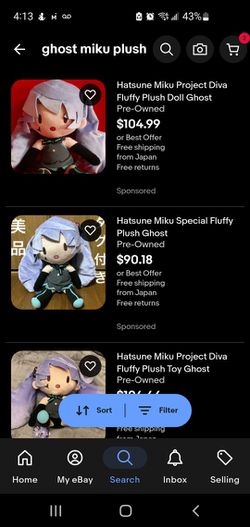 Ghost Hatsune Miku Fluffy Plush Vocaloid Project Diva Arcade for
