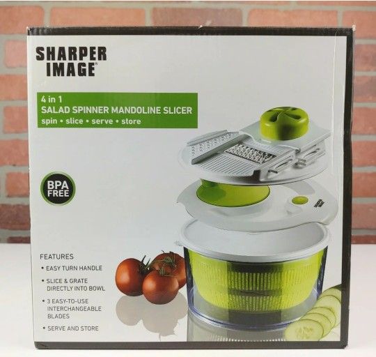 Sharper Image 4-in-1 Salad Spinner, Mandoline Slicer, Serve & Store 5 Qt Bowl