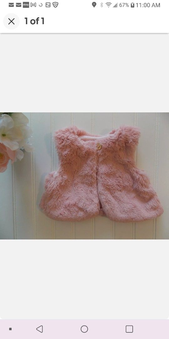 Gymboree Baby Girl Clothes 0-3 Months Blush Pink Faux Fur Vest- INCREDIBLY SOFT!