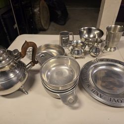 Various Antique Pewter Pieces