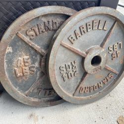 (2) 45lbs Bar Bells 