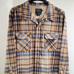 New/Never Worn. Men's XL Original Brown/Blue Plaid Pendleton Button Up Shirt.