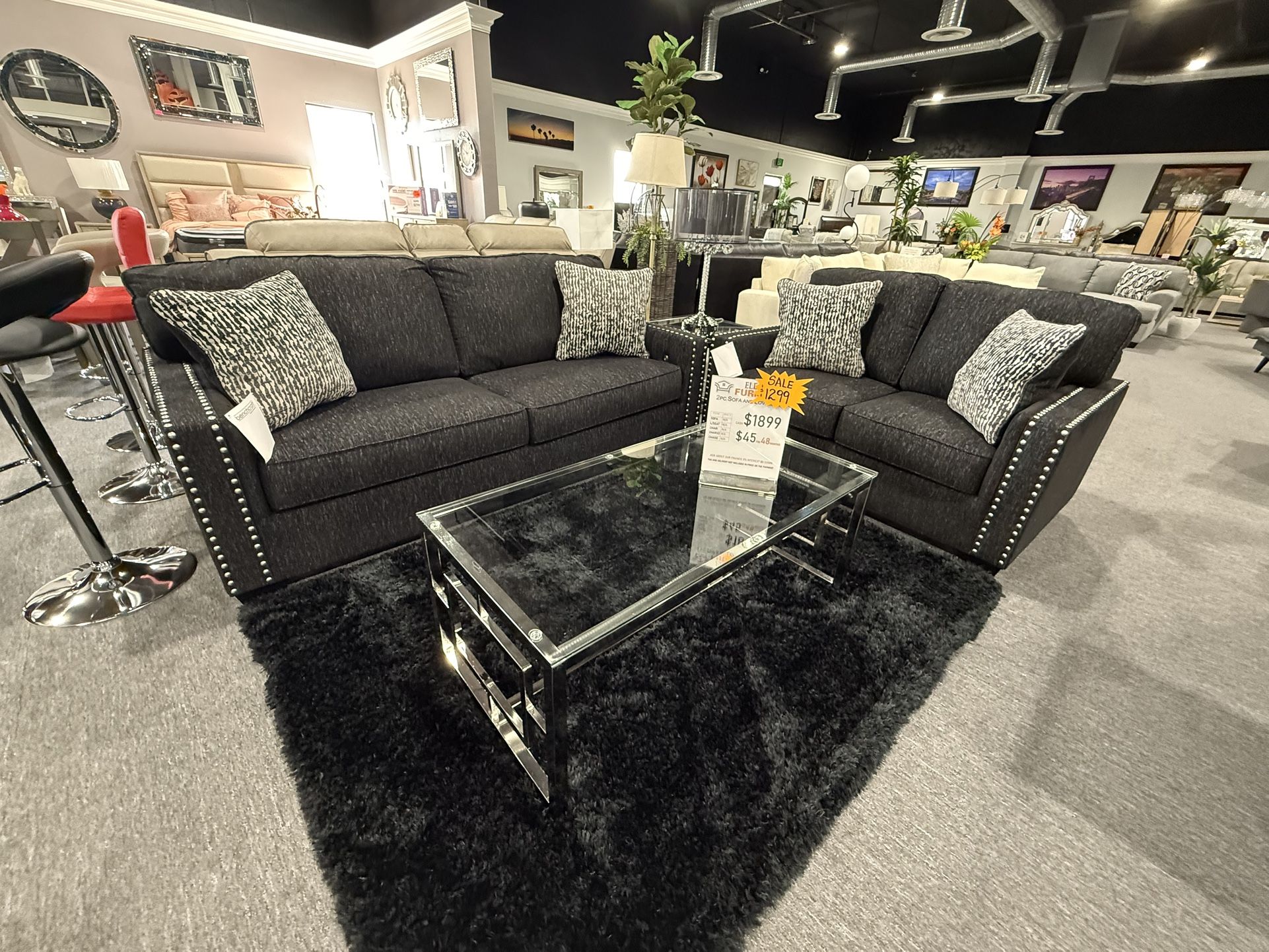 2 Pc Sofa And Loveseat With Led Lights 